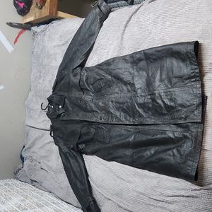 Timothy Daniels Men's Lined Leather Trench Coat